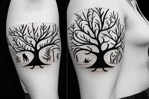 Tree with initials WLB and SGB tattoo idea