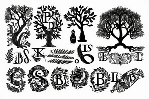 Tree with initials WLB and SGB tattoo idea