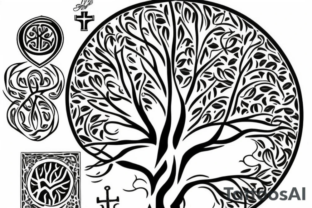 Tree of life with a cross tattoo idea