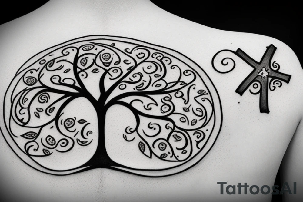 Tree of life with a cross tattoo idea