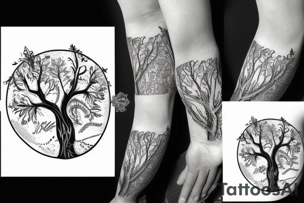 Tree with WLB and SGB carved into the bark tattoo idea