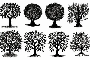 trees with WLD lettering tattoo idea