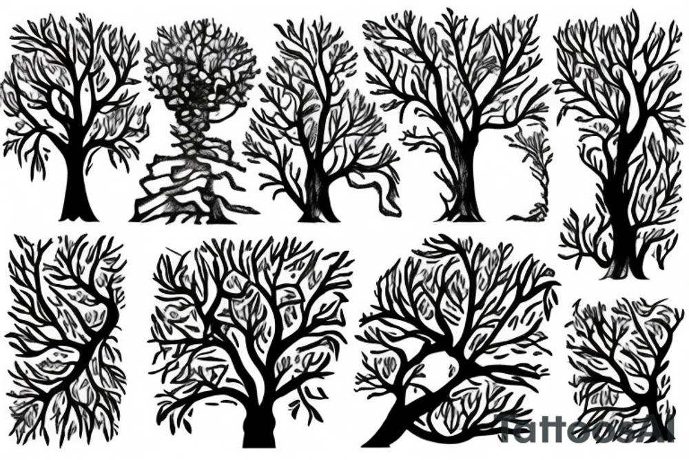 trees with WLD lettering tattoo idea