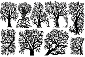 trees with WLD lettering tattoo idea
