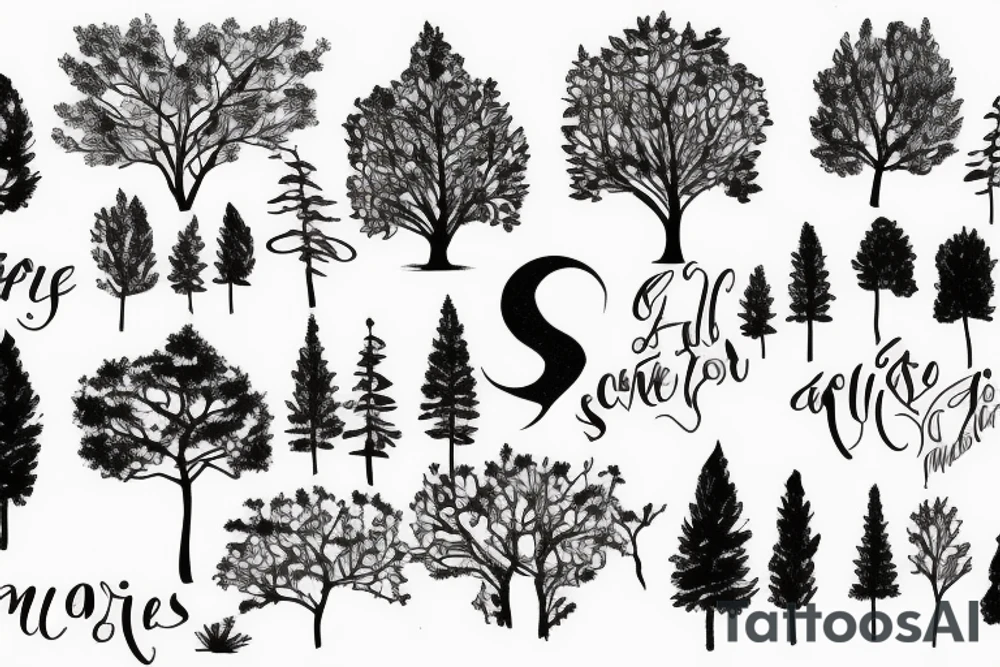 trees with WLD lettering tattoo idea