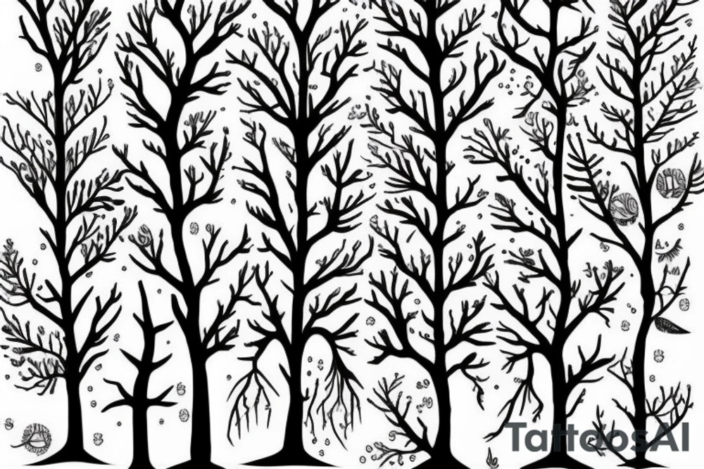 trees with WLD lettering tattoo idea