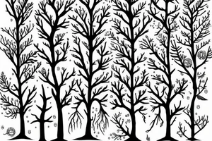 trees with WLD lettering tattoo idea