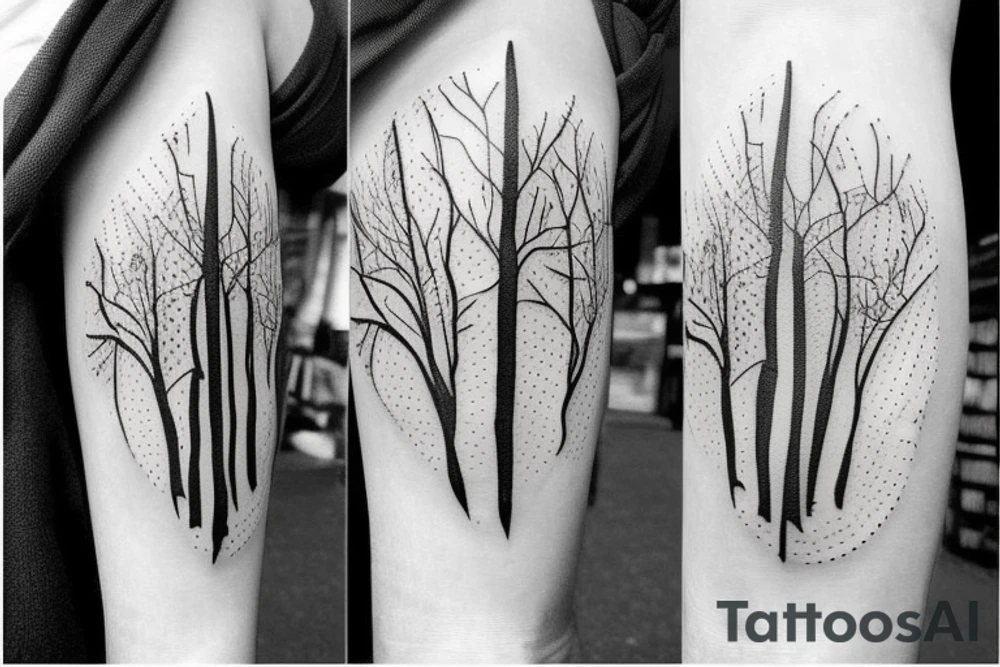 trees with WLD lettering tattoo idea