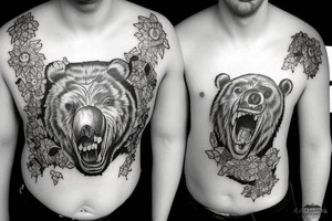 angry bear at California mountains tattoo idea