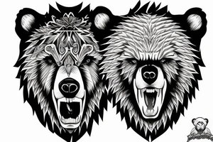 angry bear at California mountains tattoo idea