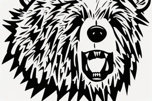 angry bear at California mountains tattoo idea