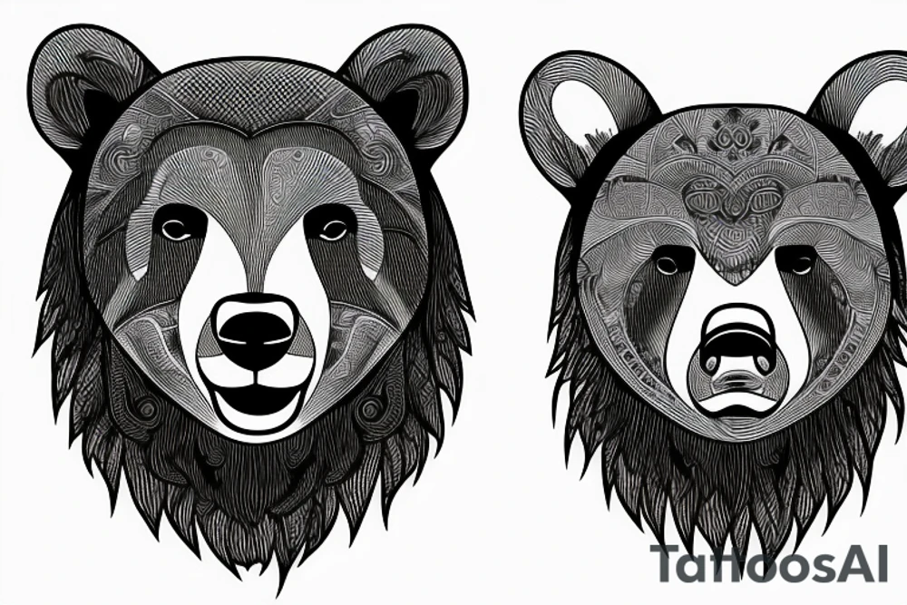 angry bear at California mountains tattoo idea