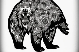 angry bear walking with Francis of Assisi tattoo idea