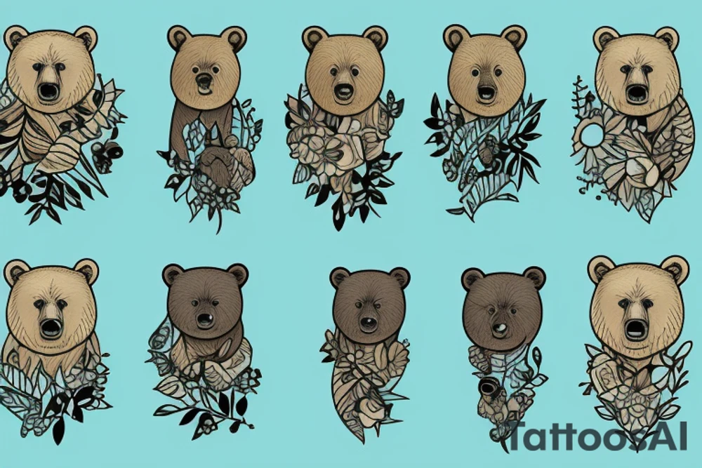 bear in a forest tattoo idea