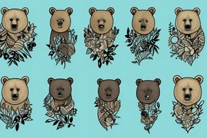 bear in a forest tattoo idea