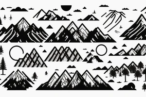 bear in a forest sunset behind the mountains tattoo idea