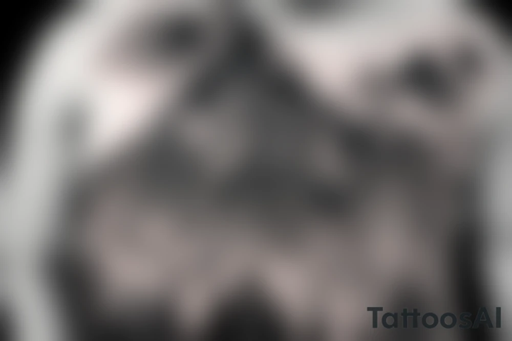 a guy and an angry bear in a forest sunset behind the mountains tattoo idea