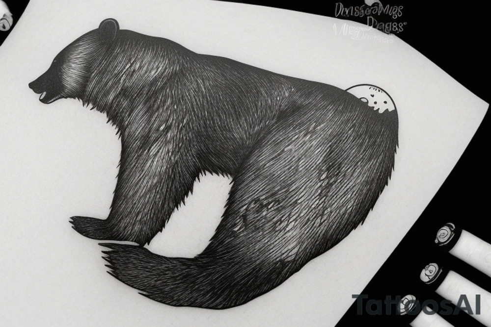 a bear watching a sunset at mountains tattoo idea