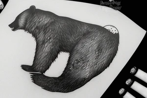 a bear watching a sunset at mountains tattoo idea