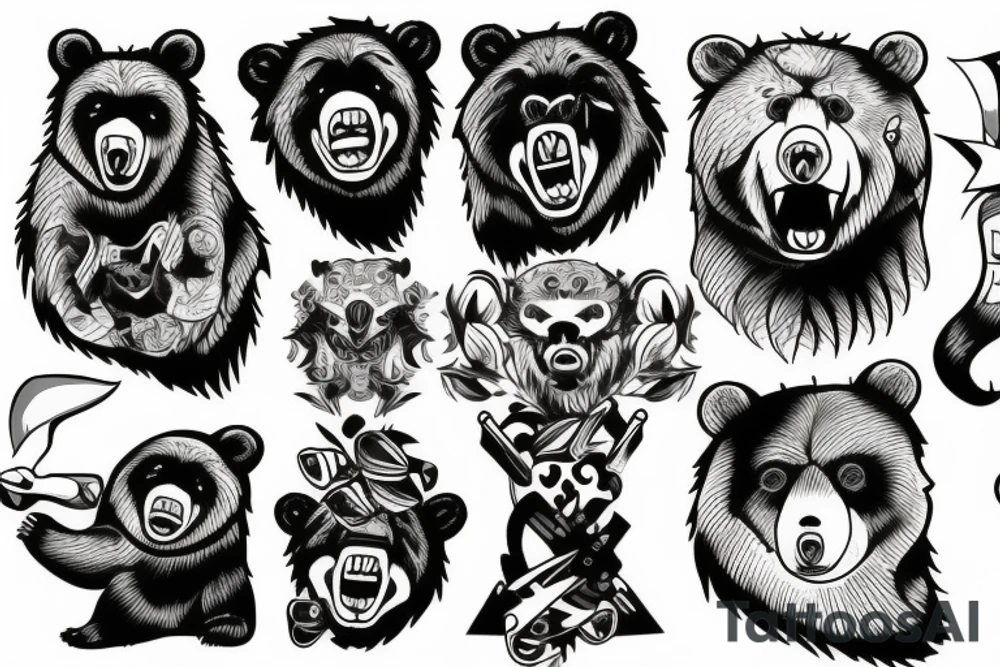 angry bear tattoo idea