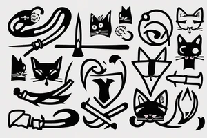 Half cat half human holding a battle-axe tattoo idea