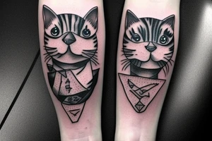 Half cat half human holding a battle-axe tattoo idea