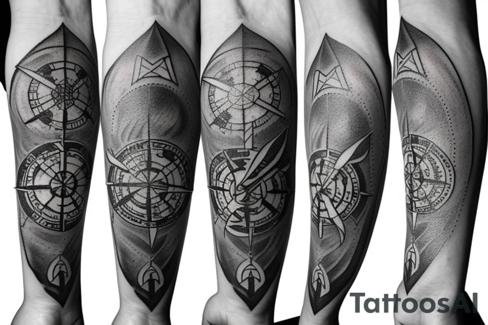 Viking compass with sword tattoo idea