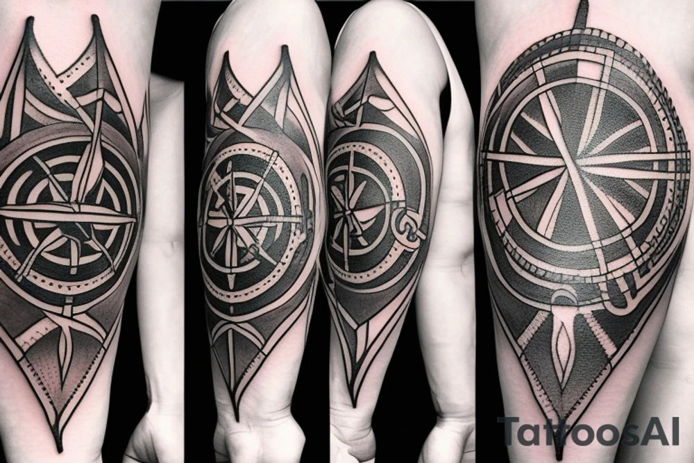 Viking compass with sword tattoo idea