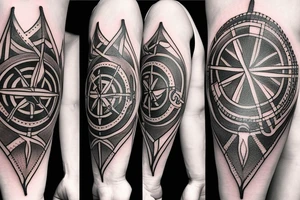 Viking compass with sword tattoo idea