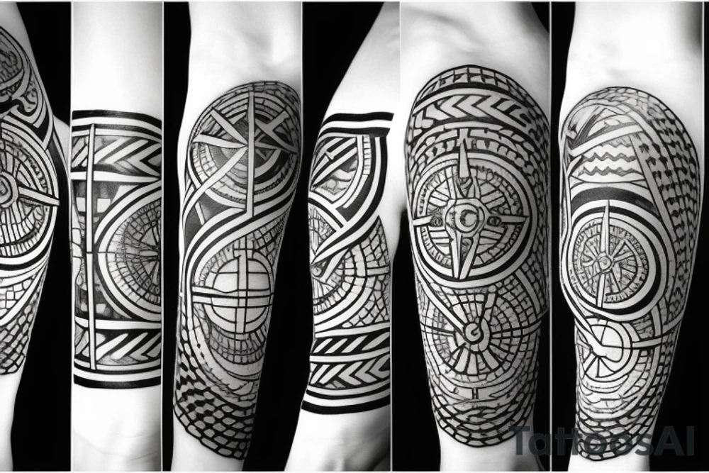 Viking compass with sword tattoo idea