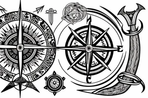 Viking compass with sword tattoo idea