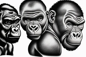 Mike Tyson boxing a gorilla tattoo idea