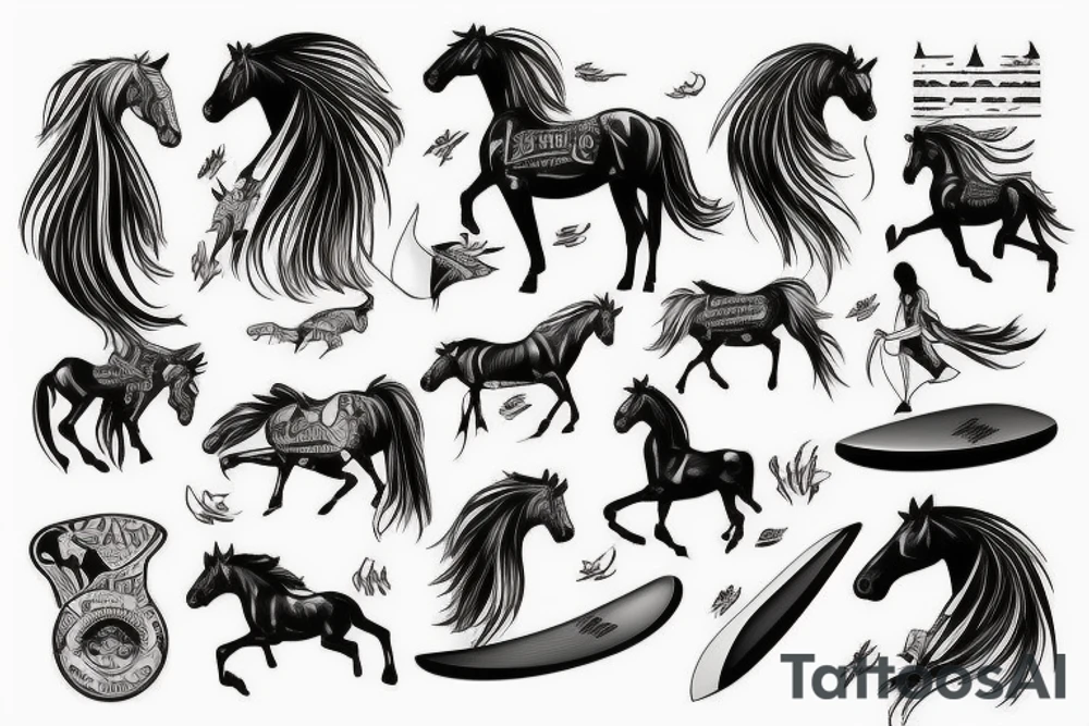 Horse on a surfboard tattoo idea