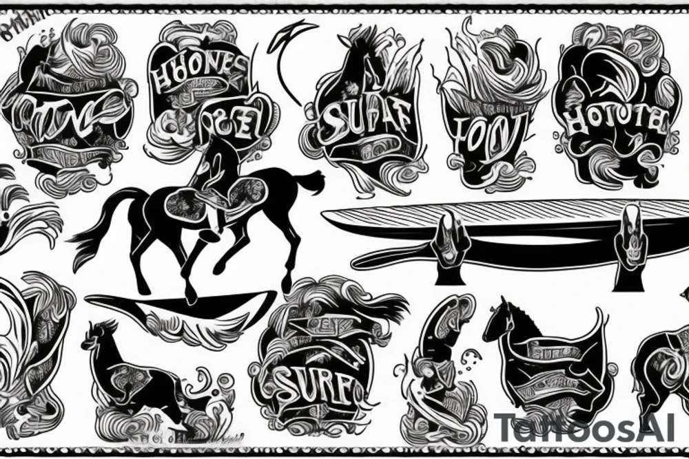 Horse on a surfboard tattoo idea