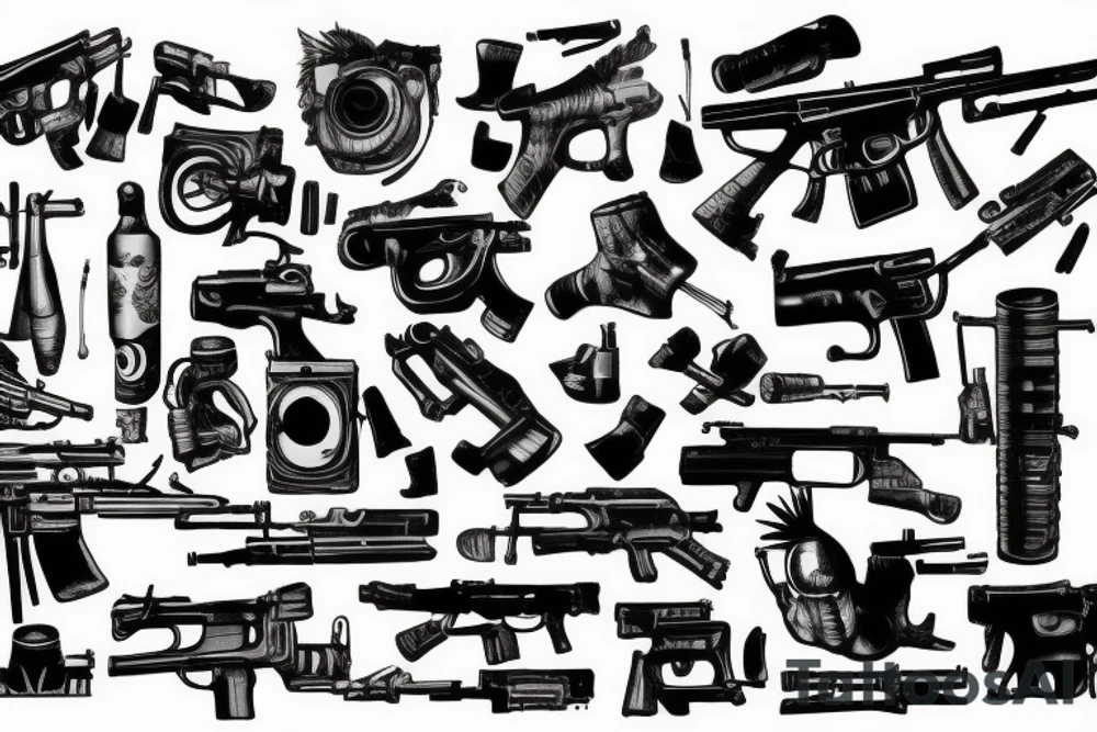 automatic rifle tattoo idea