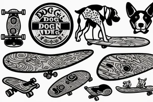 Dog riding a skateboard tattoo idea