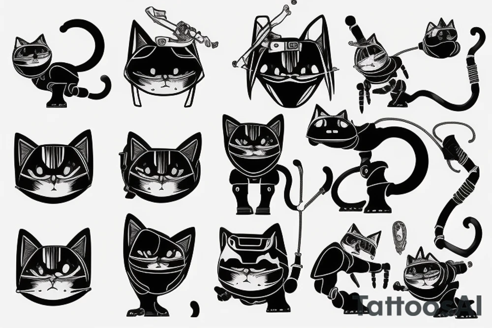 Robotic cat warrior tattoo idea
