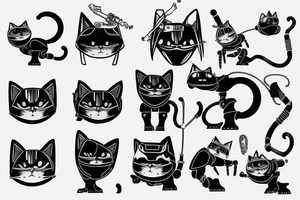 Robotic cat warrior tattoo idea