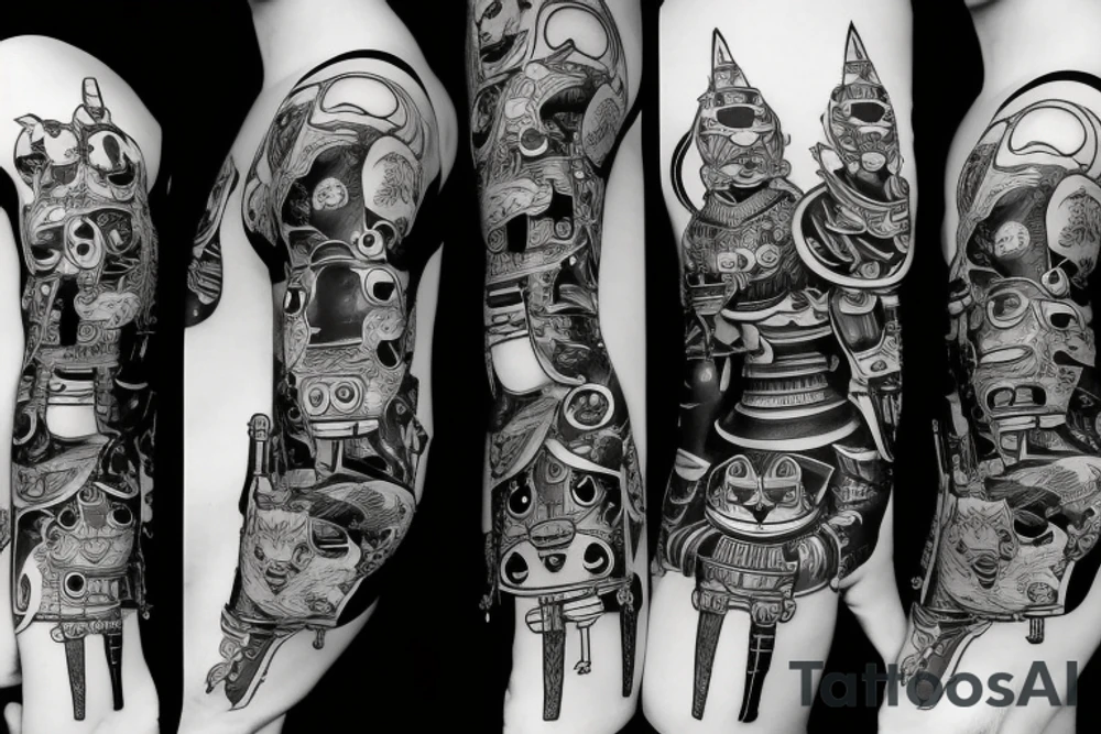 Robotic cat warrior tattoo idea