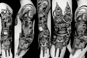 Robotic cat warrior tattoo idea