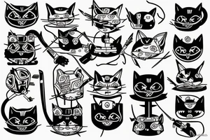 Robot cat warrior tattoo idea
