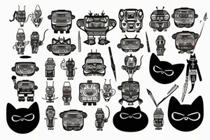 Robot cat warrior tattoo idea