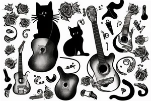 Cat playing guitar tattoo idea