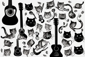 Cat playing guitar tattoo idea