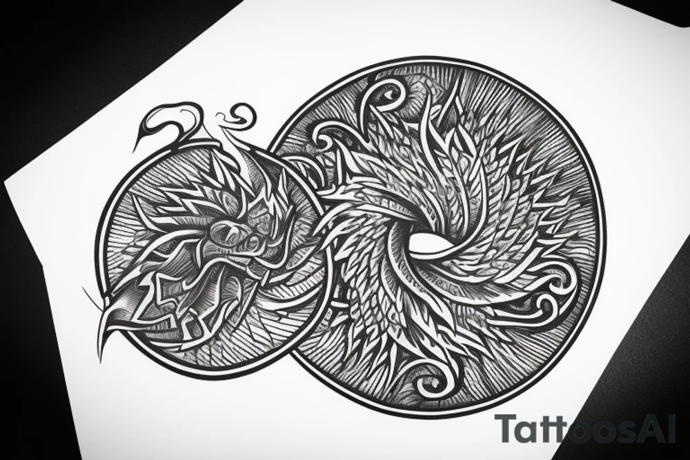 a circle filled with a blazing fire tattoo idea