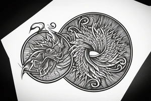 a circle filled with a blazing fire tattoo idea