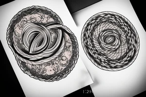 a circle filled with a blazing fire tattoo idea