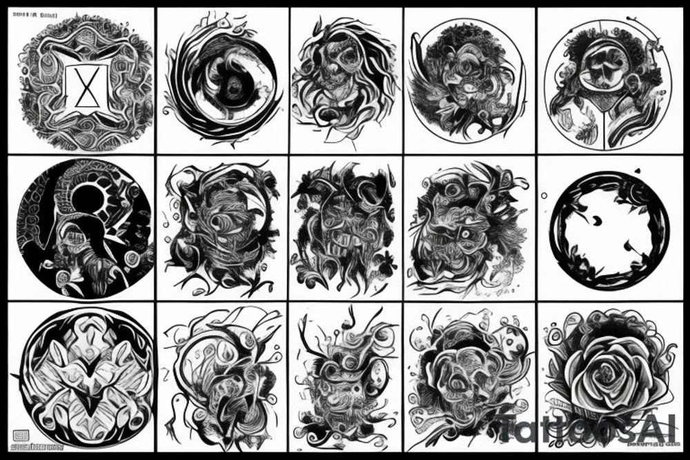 a circle filled with a blazing fire tattoo idea