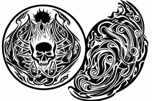 a blazing fire inside of a circle tattoo idea