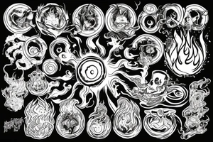 a blazing fire inside of a circle tattoo idea